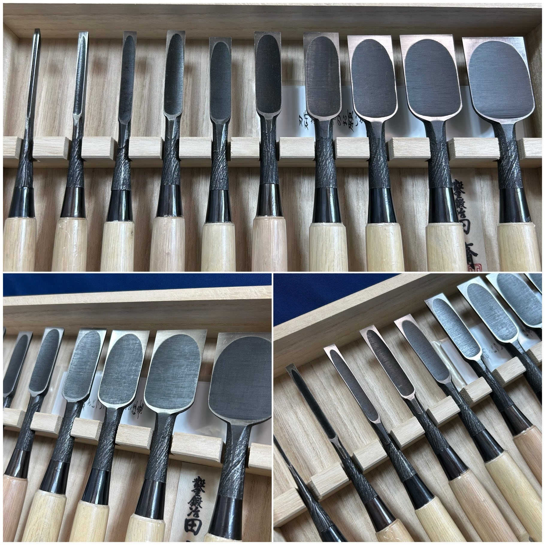 田斎道生作 古和釘還元 追入鑿 10本組 一ツ裏 白樫柄 かぶせ桐箱【新品