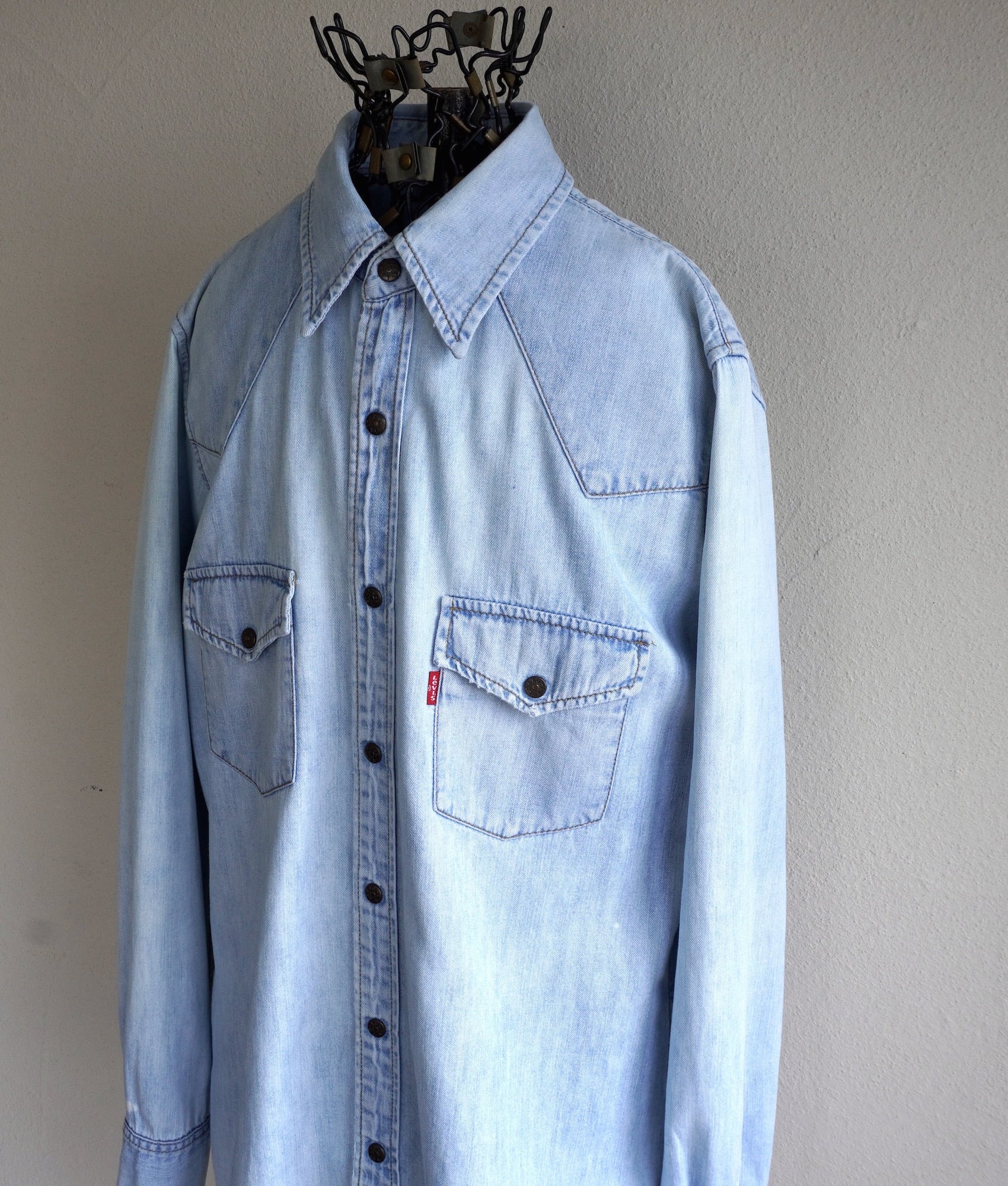 stone  90's 比翼デニムシャツ　アーカイブ 1990's [Levi's] L/S デニムウエスタンシャツ アイスブルー 表記