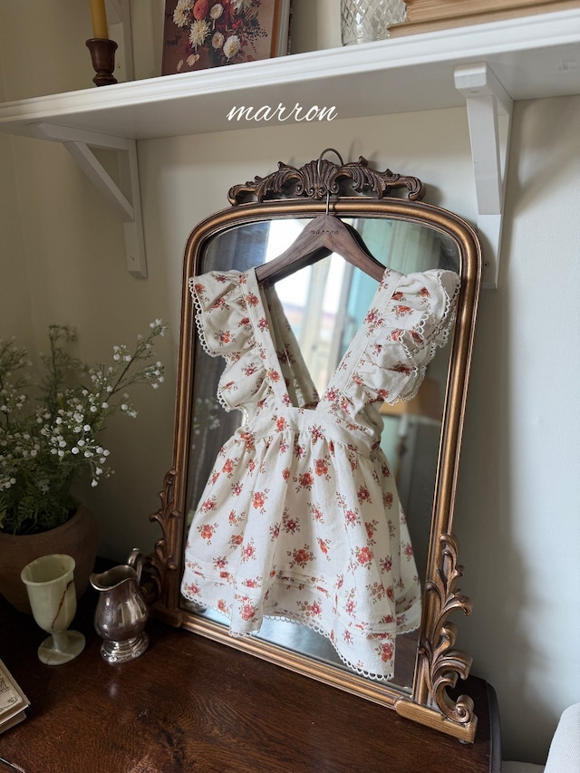 【取寄】marron|flower apron|フラワーエプロン|S-M|kids|26 autumn