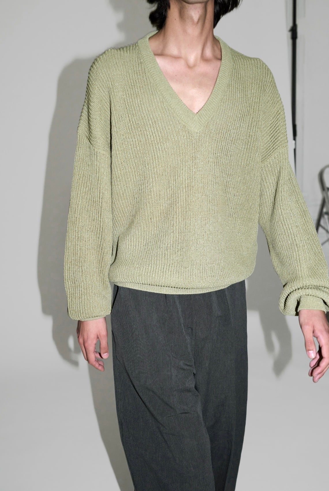 Cristaseya  [RIBBED V NECK DROPSHOULDER SWEATER]