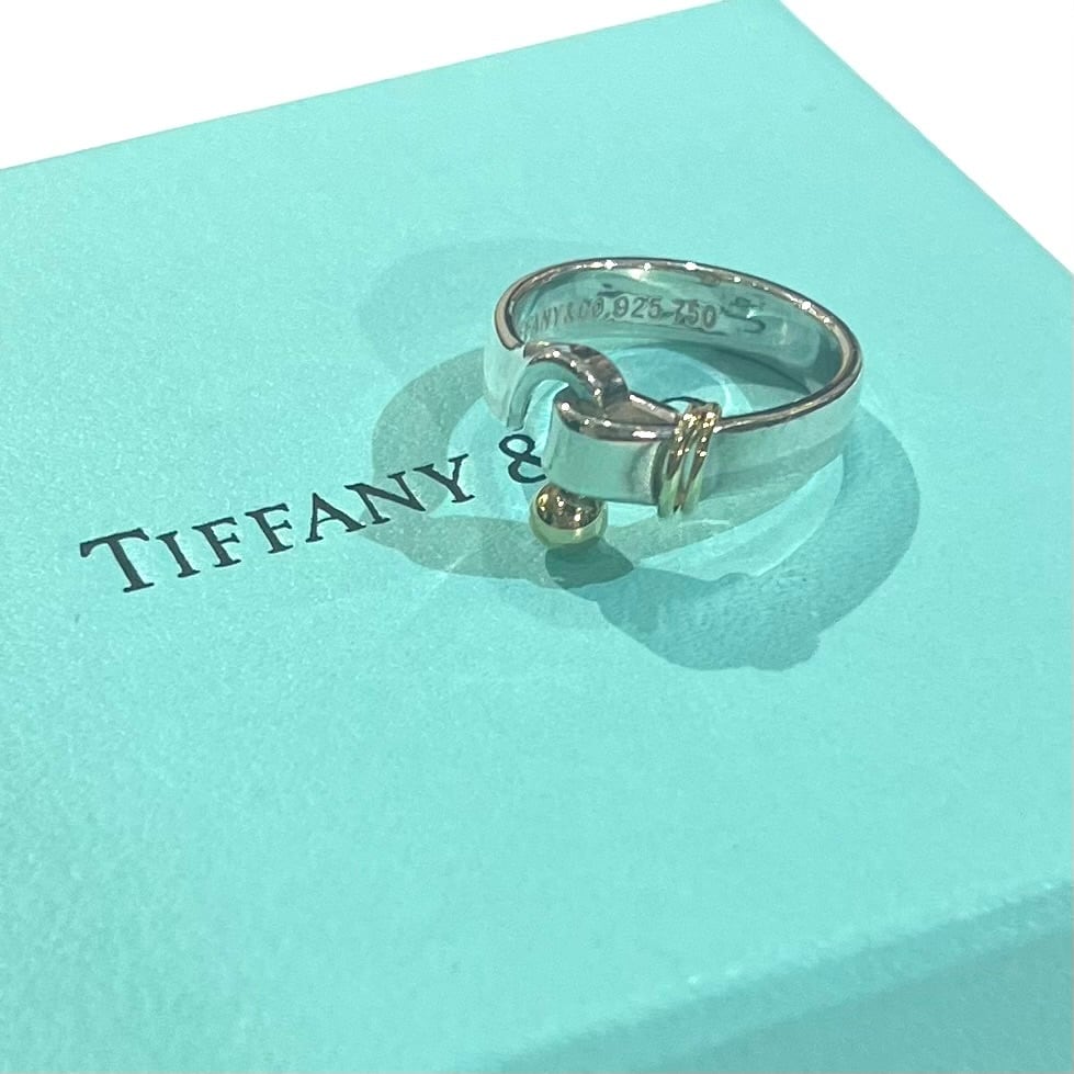 TIFFANY&CO】2023フックゴールドリング 11号／シルバー925×K18金