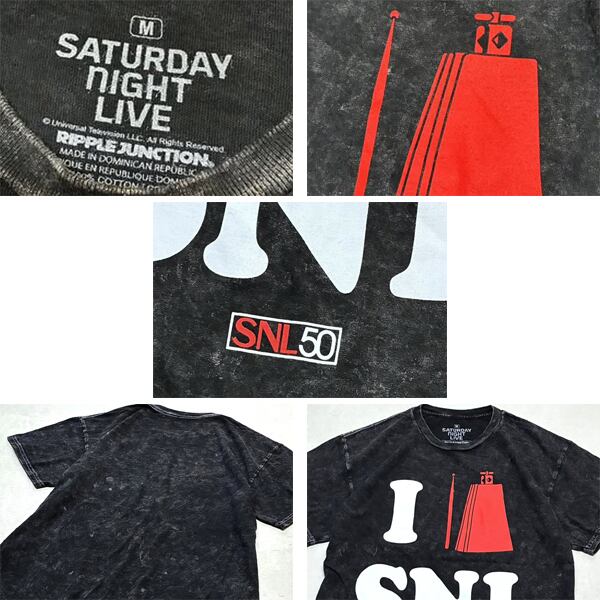 1点物◇サタデーナイトライブ黒アシッド加工プリントTシャツ古着メンズ
