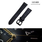 リザード 時計ベルト ブラック（丸腑）19mm-16mm【スタンダード】フルフラット型  腕時計バンド