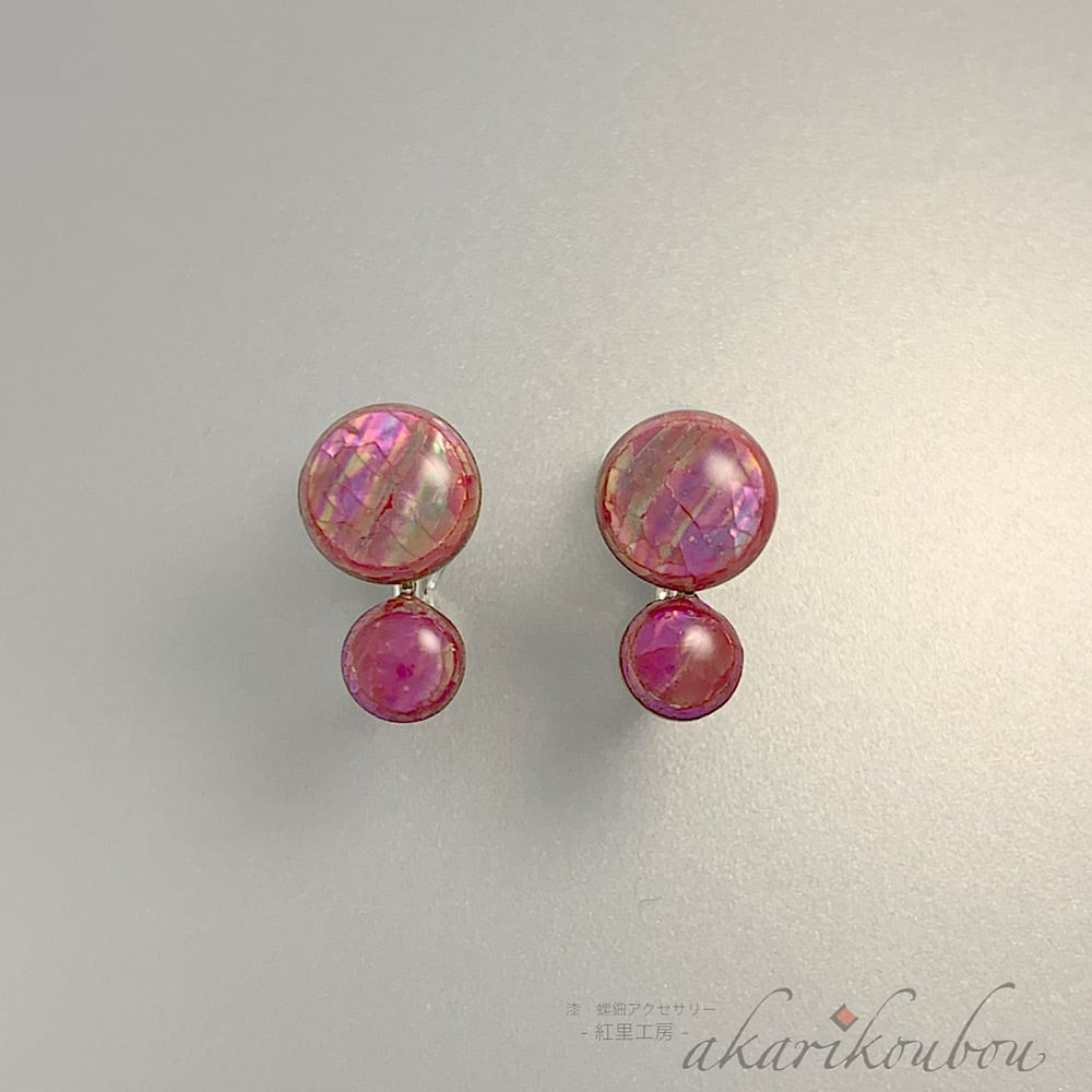ピンク色螺鈿 | 漆と螺鈿のアクセサリー・紅里工房 -akarikoubou-