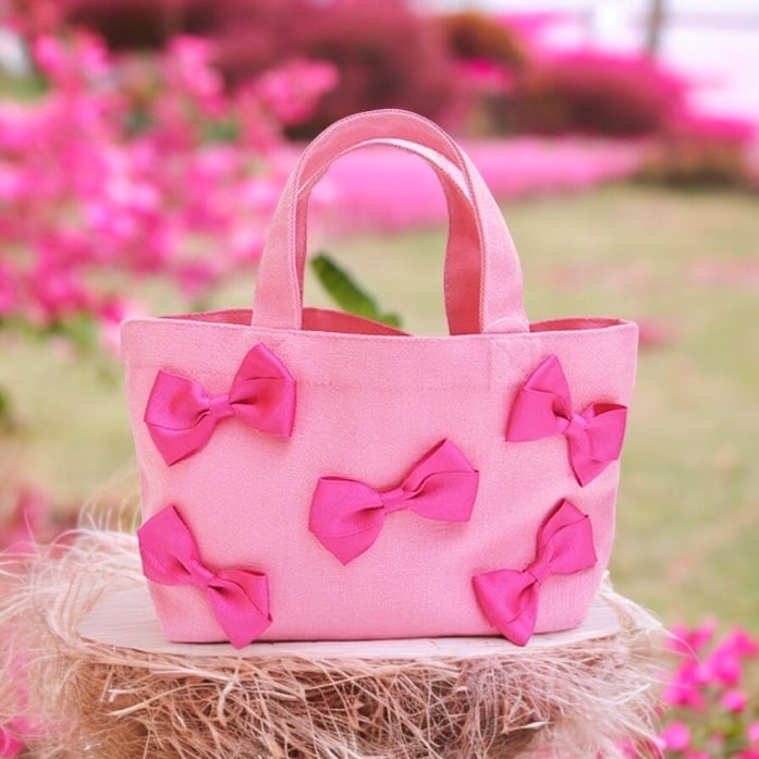 CLOSE SALE★bg0238 トートSミニ《クロスリボン5P》ピンクバッグ★★★