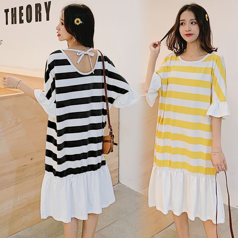 【新作】【送料無料】 妊娠中の女性のドレス夏のTシャツはルーズなドレスです サマー 夏物 AL expec348216963857