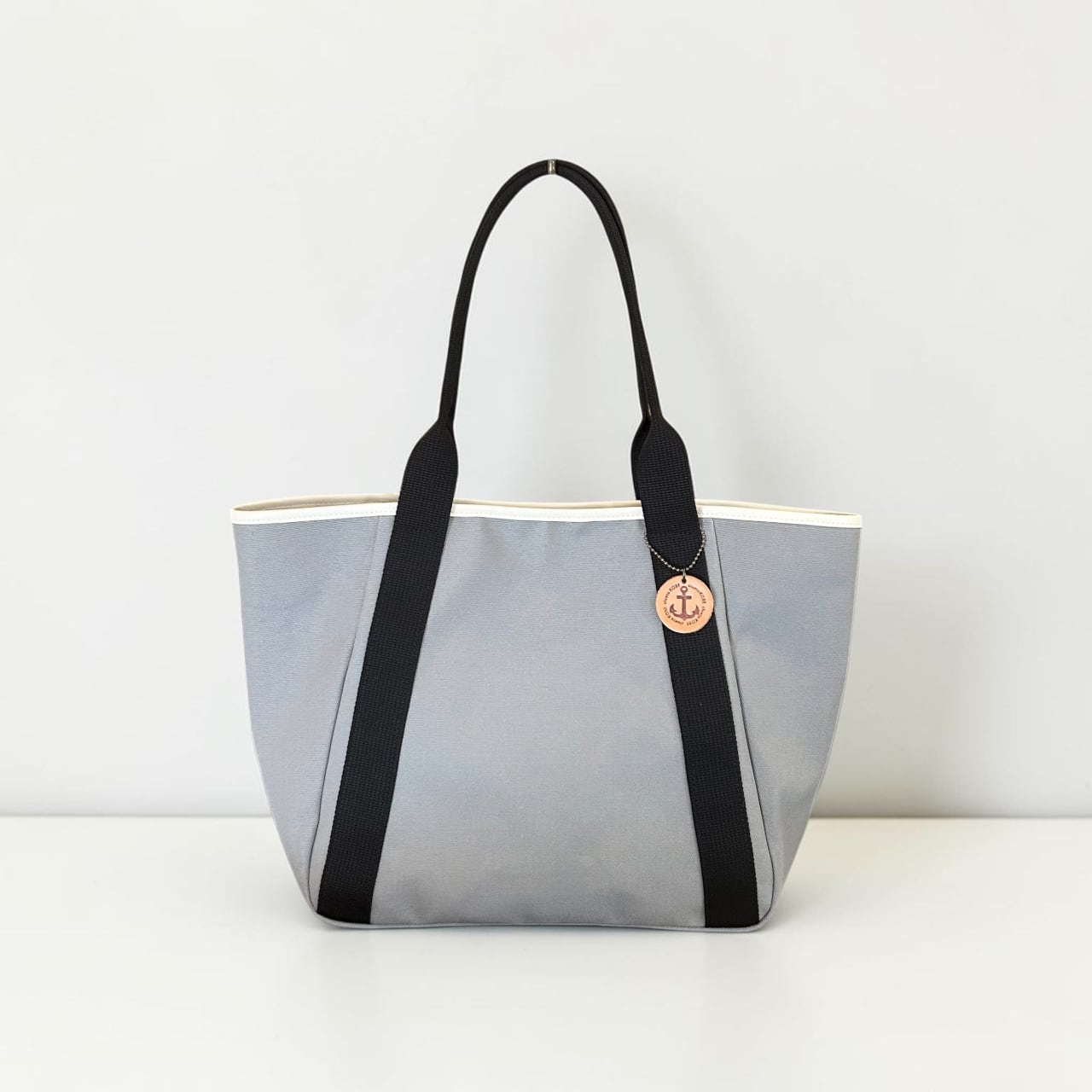 <SALE 30%OFF> いつものトートM:ライトグレー×クロ×Pアイボリー(国産帆布トートバッグ)