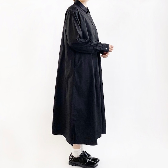 【HARVESTY】 SHIRTS ROBE BROAD CLOTH (BLACK) シャツ ワンピース  日本製 ハーベスティ