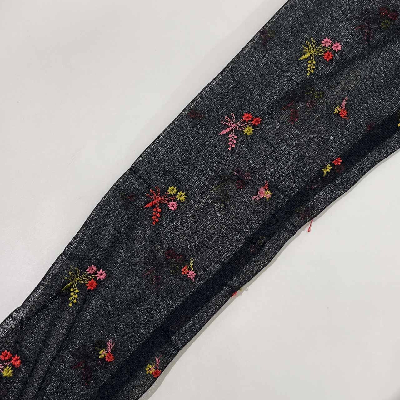 MARIAH 花柄 刺繍 シアー シースルー フリルジャケット ブラウス /黒 ブラック/日本製/ビンテージ