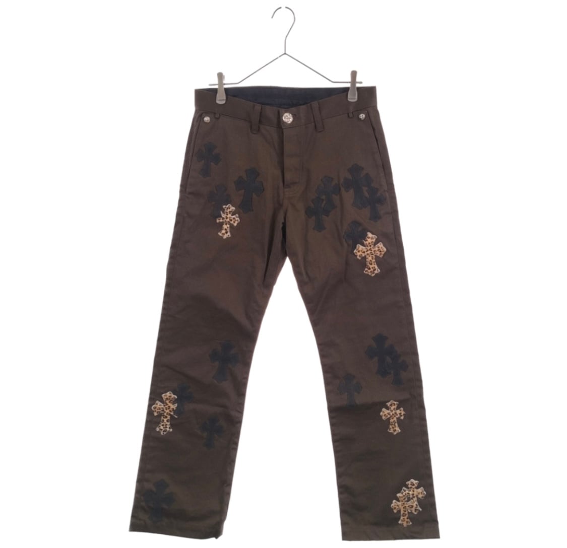 CHROME HEARTS クロムハーツ CHINOS CEM CRS PTCH セメタリークロスパッチ レザー チノ ロングパンツ