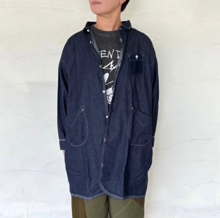 快晴堂　デニムスカート 快晴堂(かいせいどう) Girl'sライトオンスデニム斜めポケット・裾