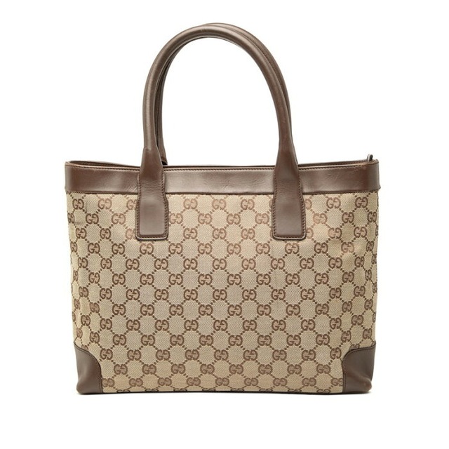 グッチ GGキャンバス ハンドバッグ トートバッグ 002 1119 ベージュ ブラウン キャンバス レザー レディース GUCCI 【中古】