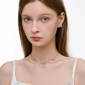 Stellar ribbon pearl necklace【N001】
