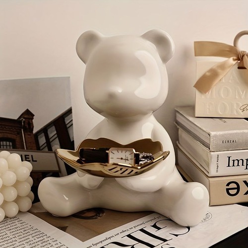 クマの小物入れ クマの置物 かわいい部屋の装飾 キーホルダー ジュエリー 収納 玄関 デスク リビング プレゼント ギフト