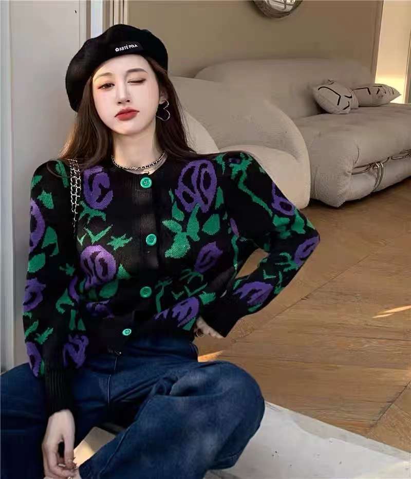 花柄ニットカーディガン  AJ22231-6033