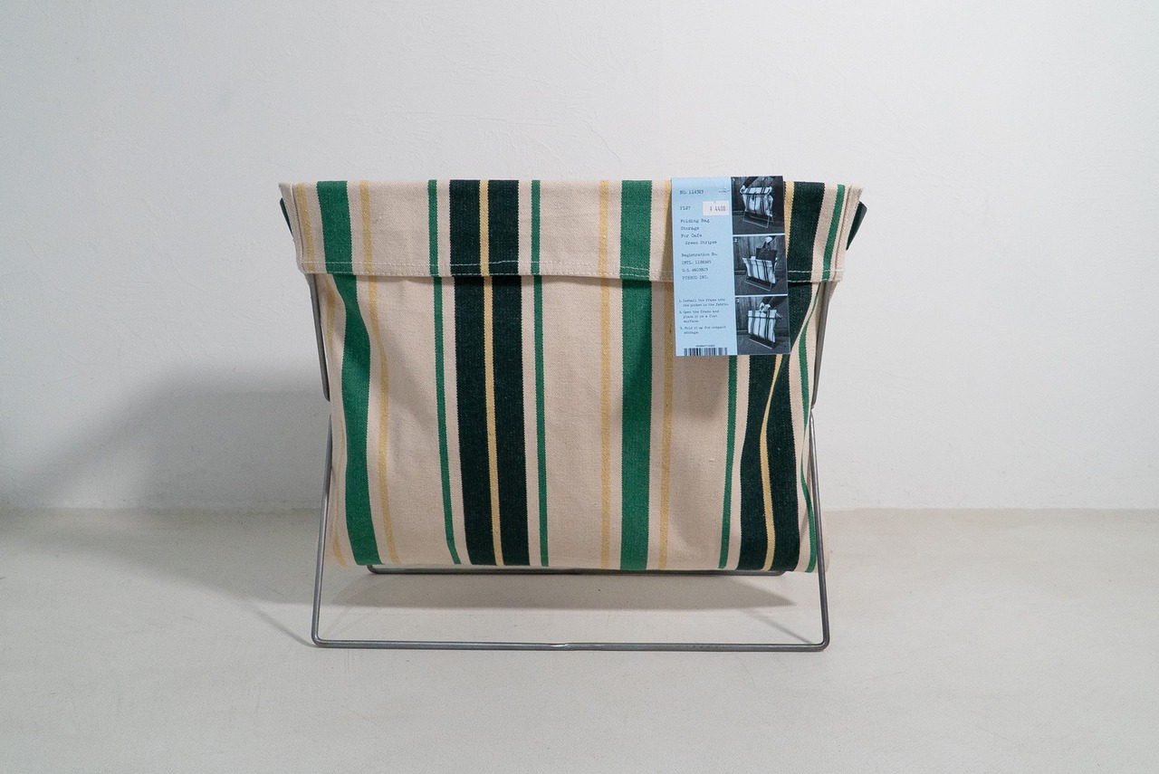 FOLDING BAG STORAGE FOR CAFE Green Stripes/PUEBCO/プエブコ/ラック/荷物おき