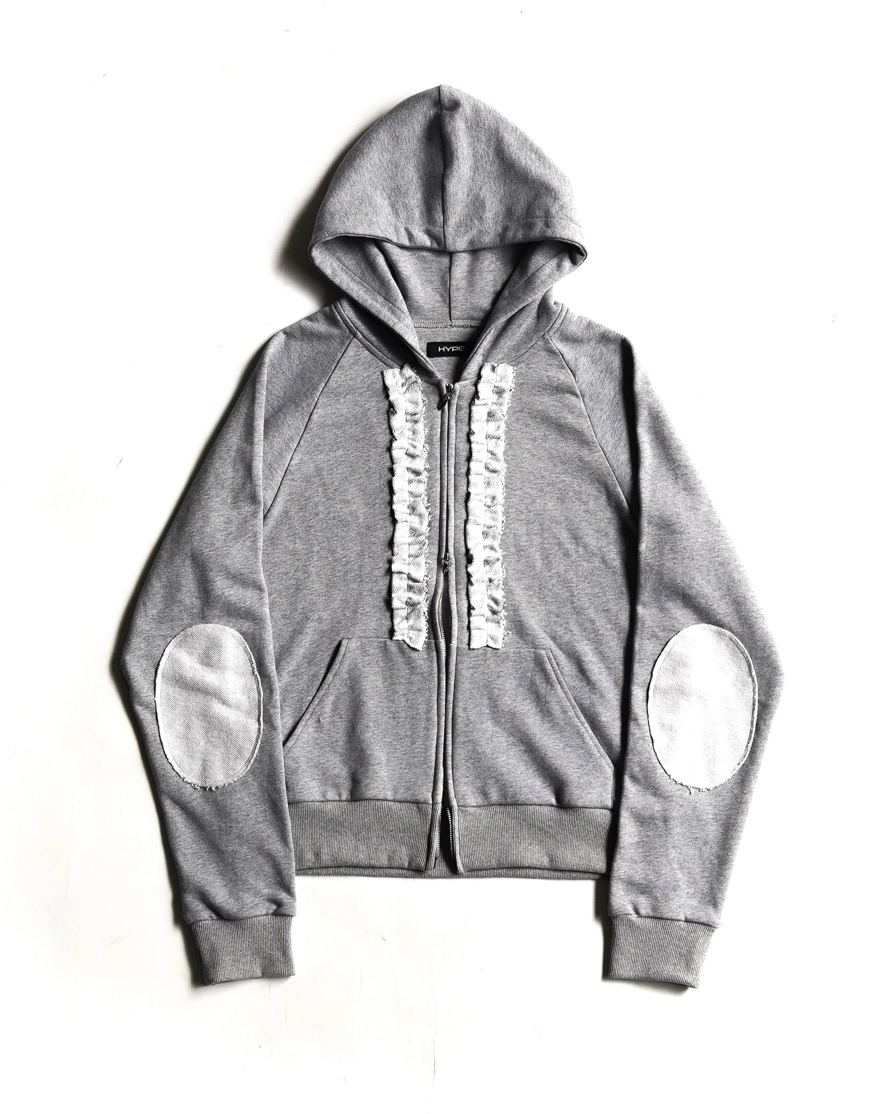 トップス HYPE-09 double zip frill hoodie gray hypeofficial