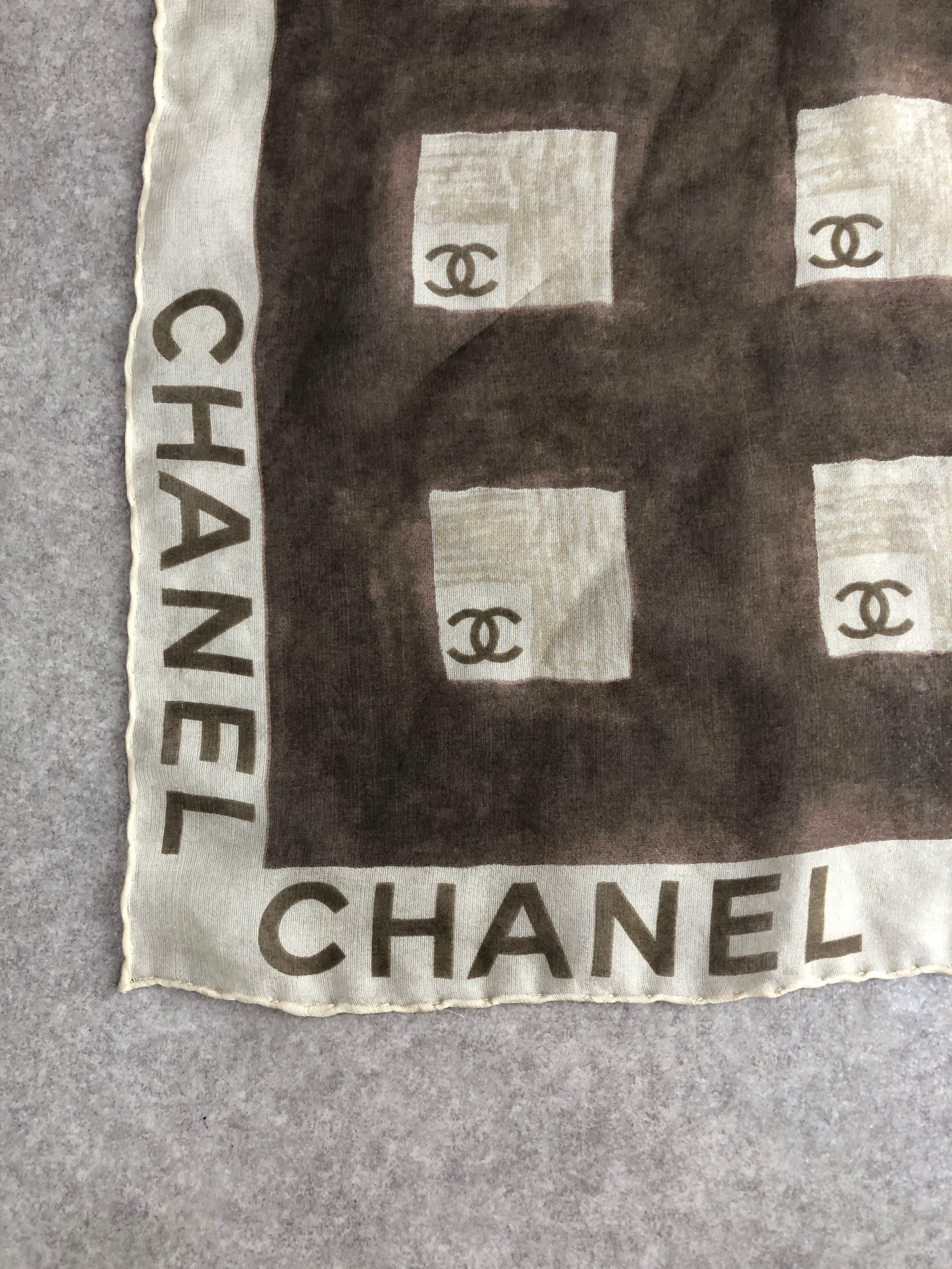 CHANEL シャネル スカーフ ブラウン ココマーク シルク vintage