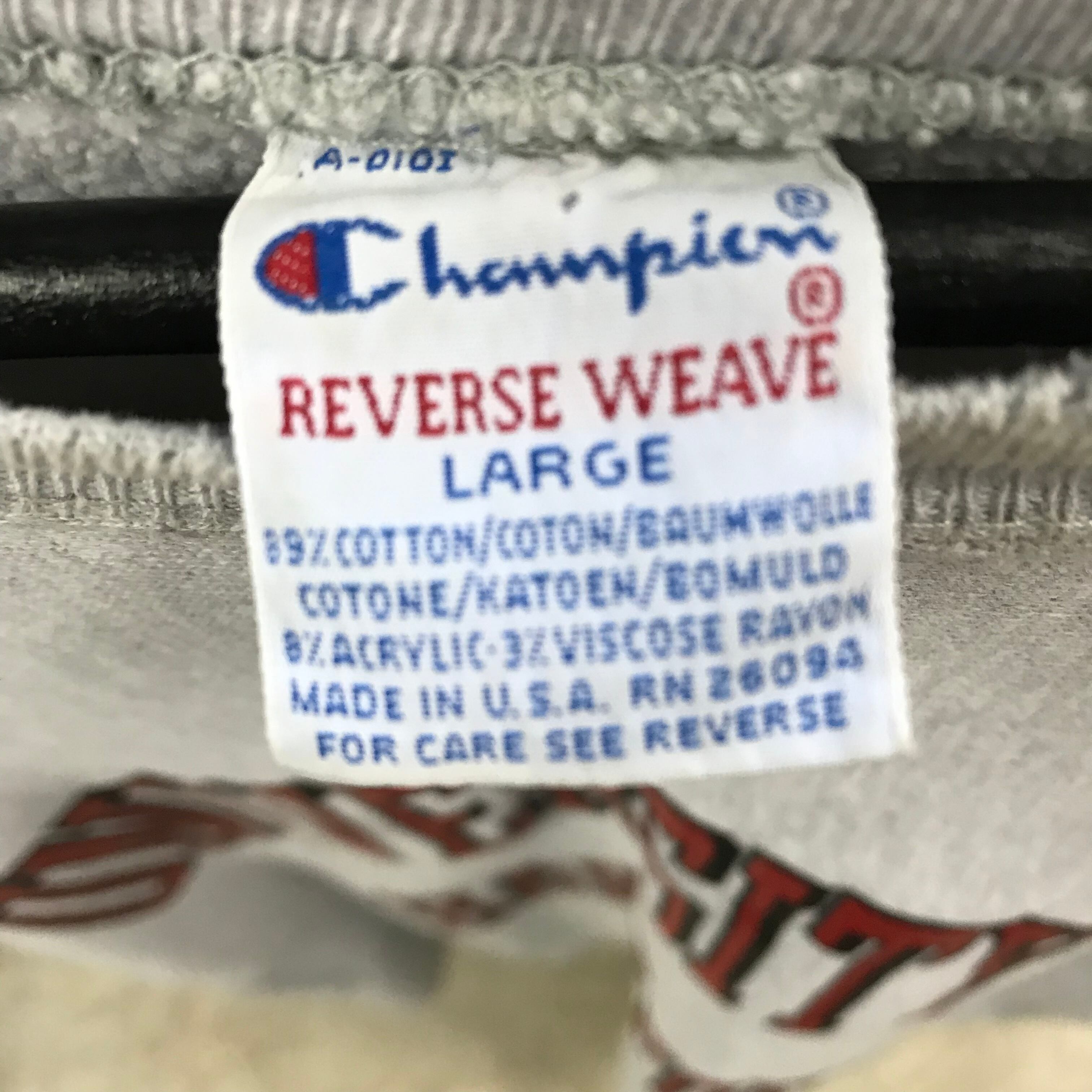 Champion チャンピオン スウェット サイズ:L 90s 刺繍タグ リバースウィーブ 両面プリント クレイジーパターン スウェットシャツ USA製 / ミズーリ大学モデル ヘザーグレー vintage ヴィンテージ  90年代 トップス トレーナー【メンズ】スウェット