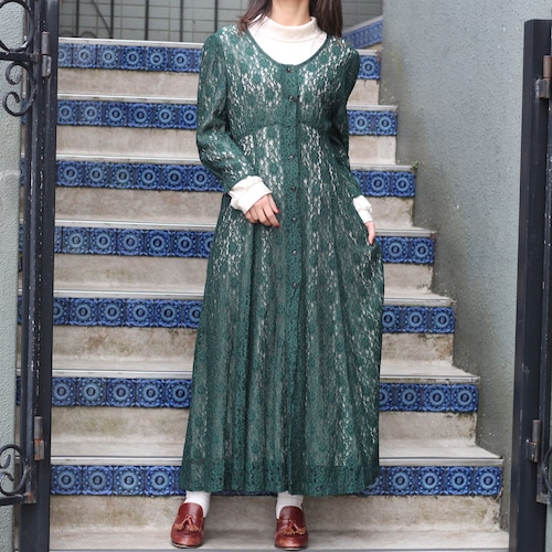 USA VINTAGE ALL LACE DESIGN ONE PIECE/アメリカ古着総レースデザインワンピース