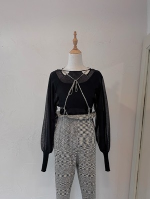 Sheer Short Cardigan / BLACK