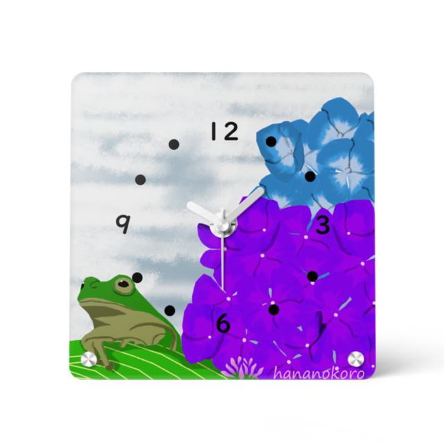 つばさ作「アジサイの咲くころ」・アクリル時計(送料込み)