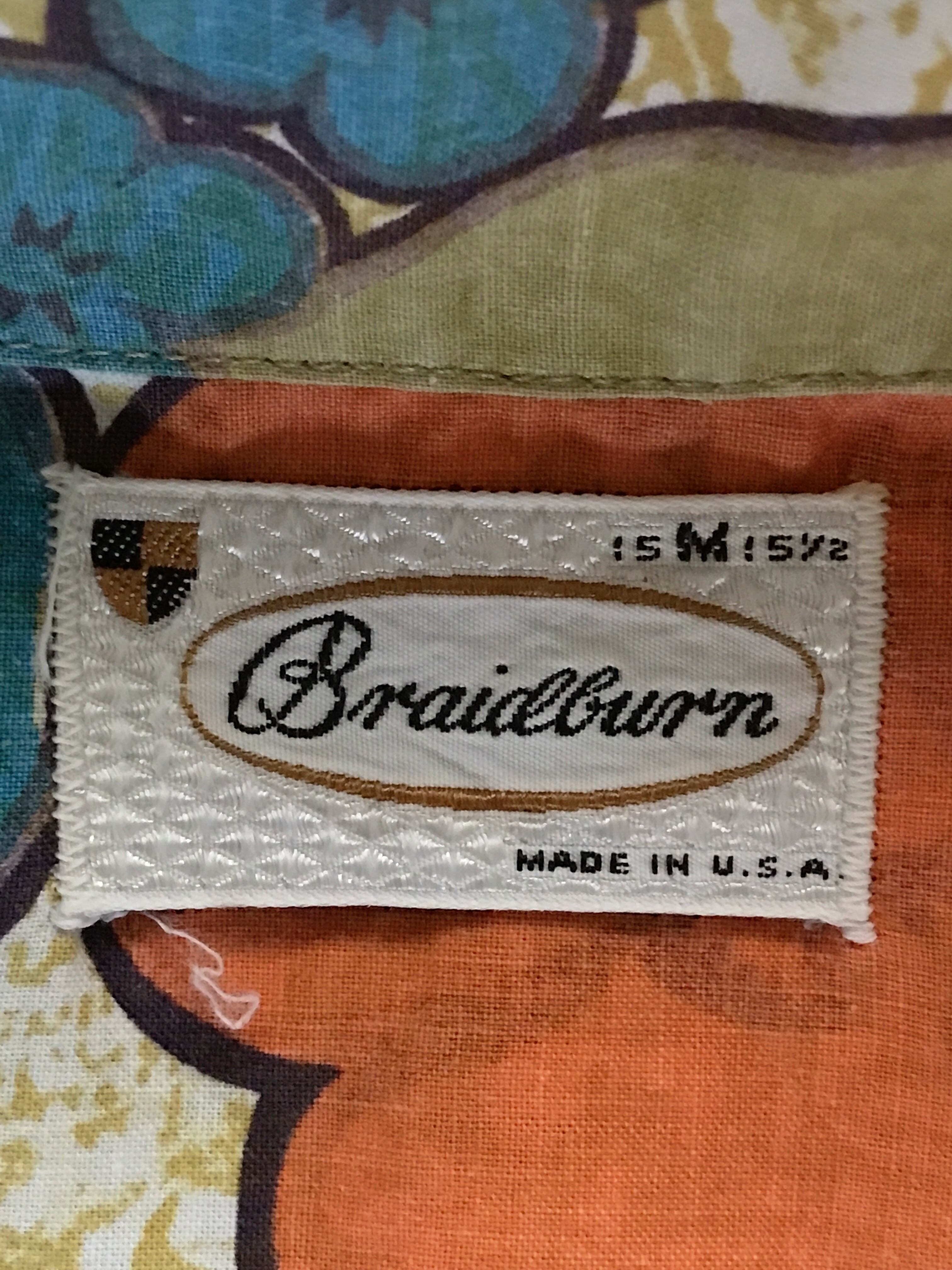 60's Braidlurn フラワーパターン 半袖シャツ