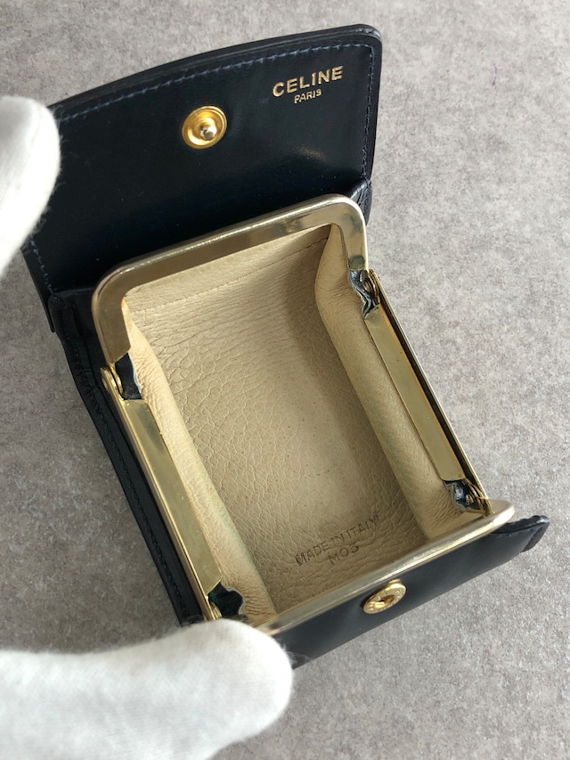 CELINE セリーヌ 財布 ブラック トリオンフ レザー コインケース vintage ヴィンテージ オールド 6fv42e