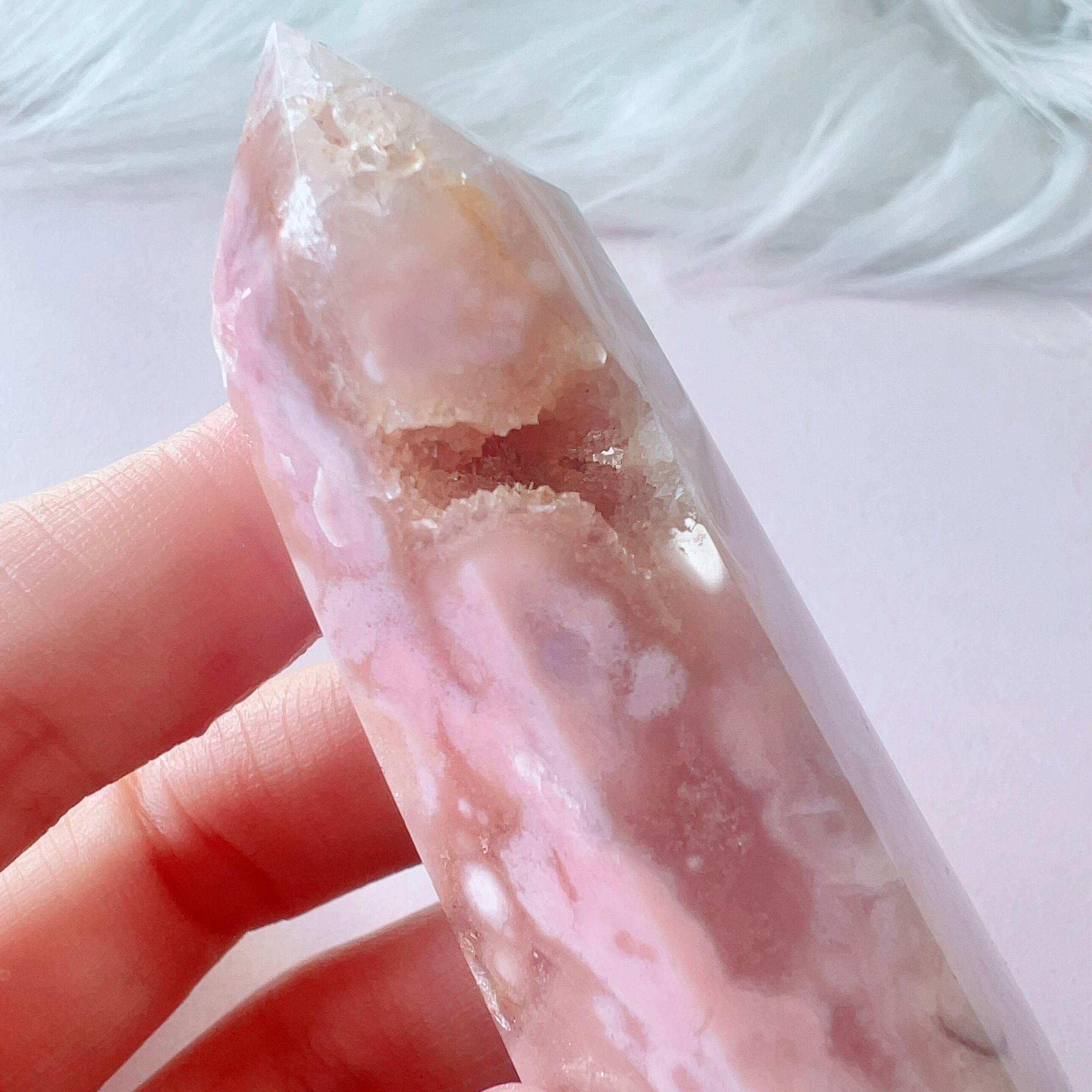 高品質 ピンクアメジスト 桜瑪瑙 BIGタワー ジオード ポイント