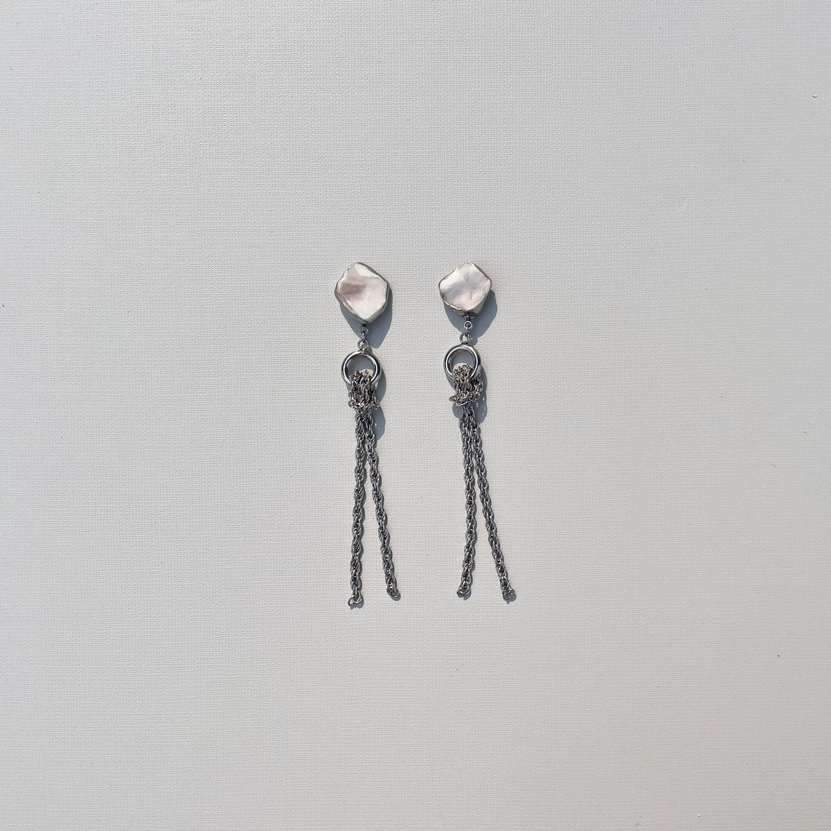 選べるパーツ】oyster shell stainless rope chain earring SV 牡蠣殻 