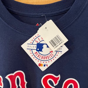 【majestic】未使用品 MLB レッドソックス Tシャツ アーチロゴ BOSTON REDSOX ナンバリング メジャーリーグ US古着 アメリカ古着