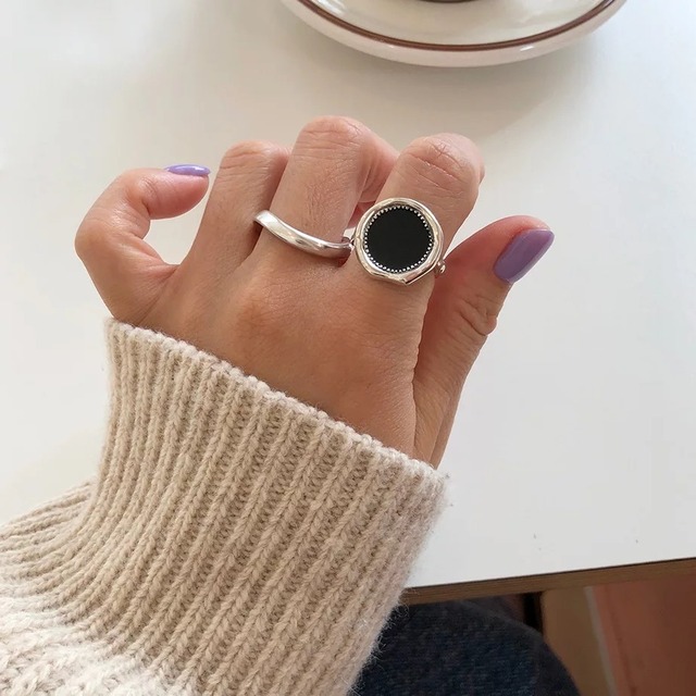 S925 Black impact ring  (R69)