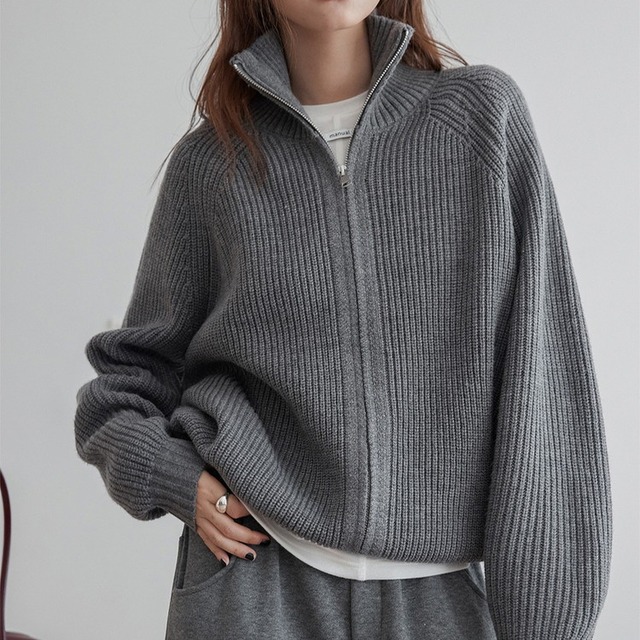 ハイネックダブルジップニット 3color [am03456]