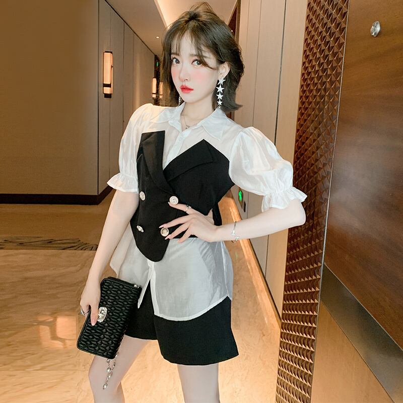 シャツ ハイウェストウェストスリムショーツ ブルマー ステッチ MIUCO24316382431