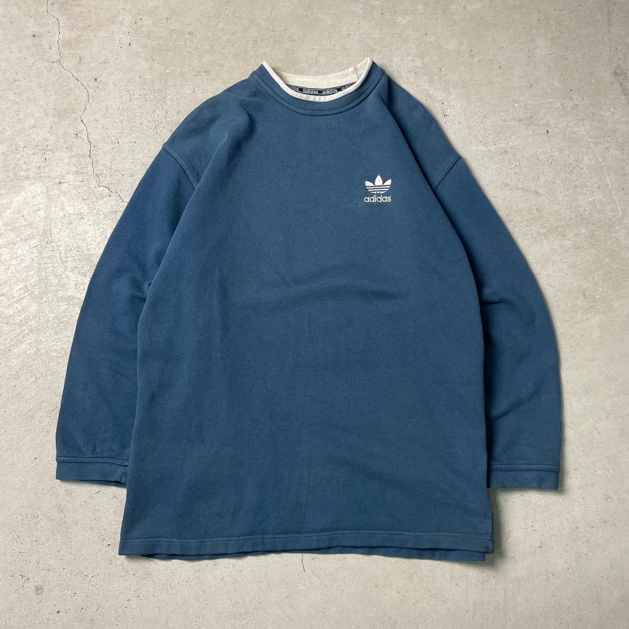 90年代 adidas アディダス トレフォイルロゴ刺繍 モックネック 