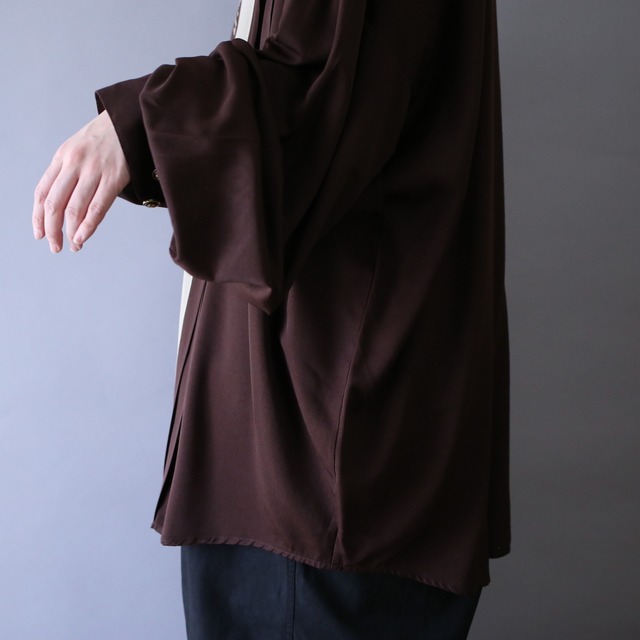 "刺繍" and pleats design super over silhouette fry-front minimal shirt