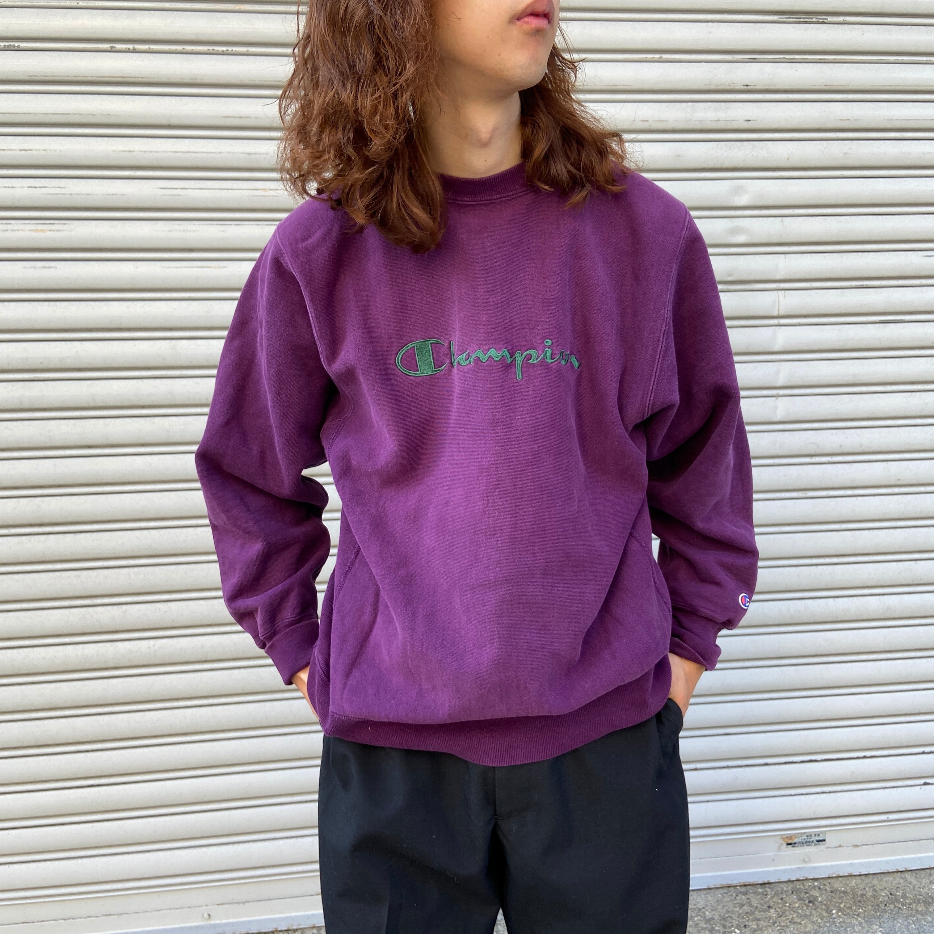 Champion  90s リバースウィーブ スウェット　パープル　フェード