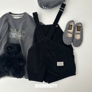 ［即納］jejeunosity corduroy short overalls black