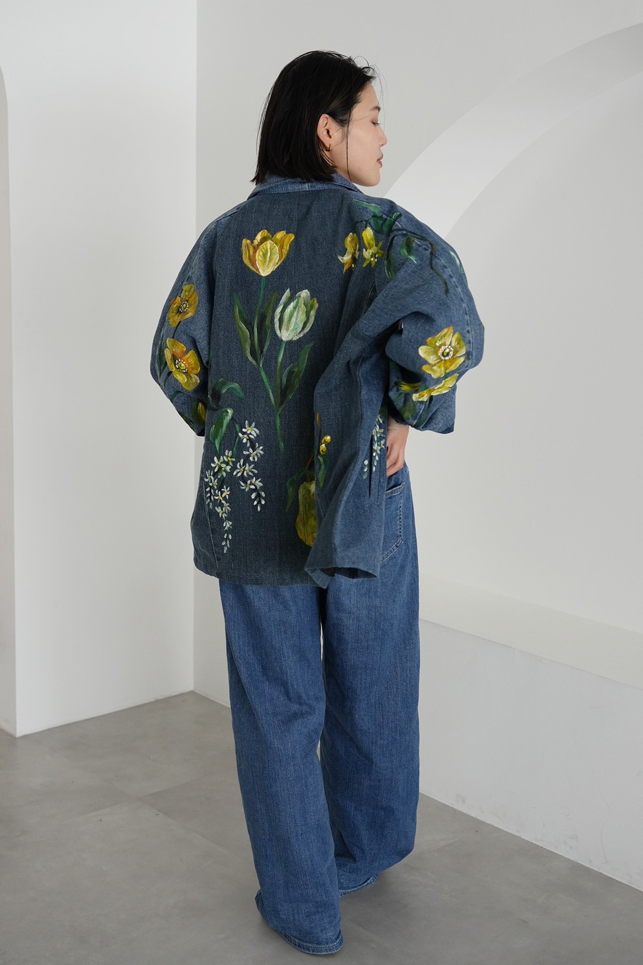 denim jacket yellow garden
