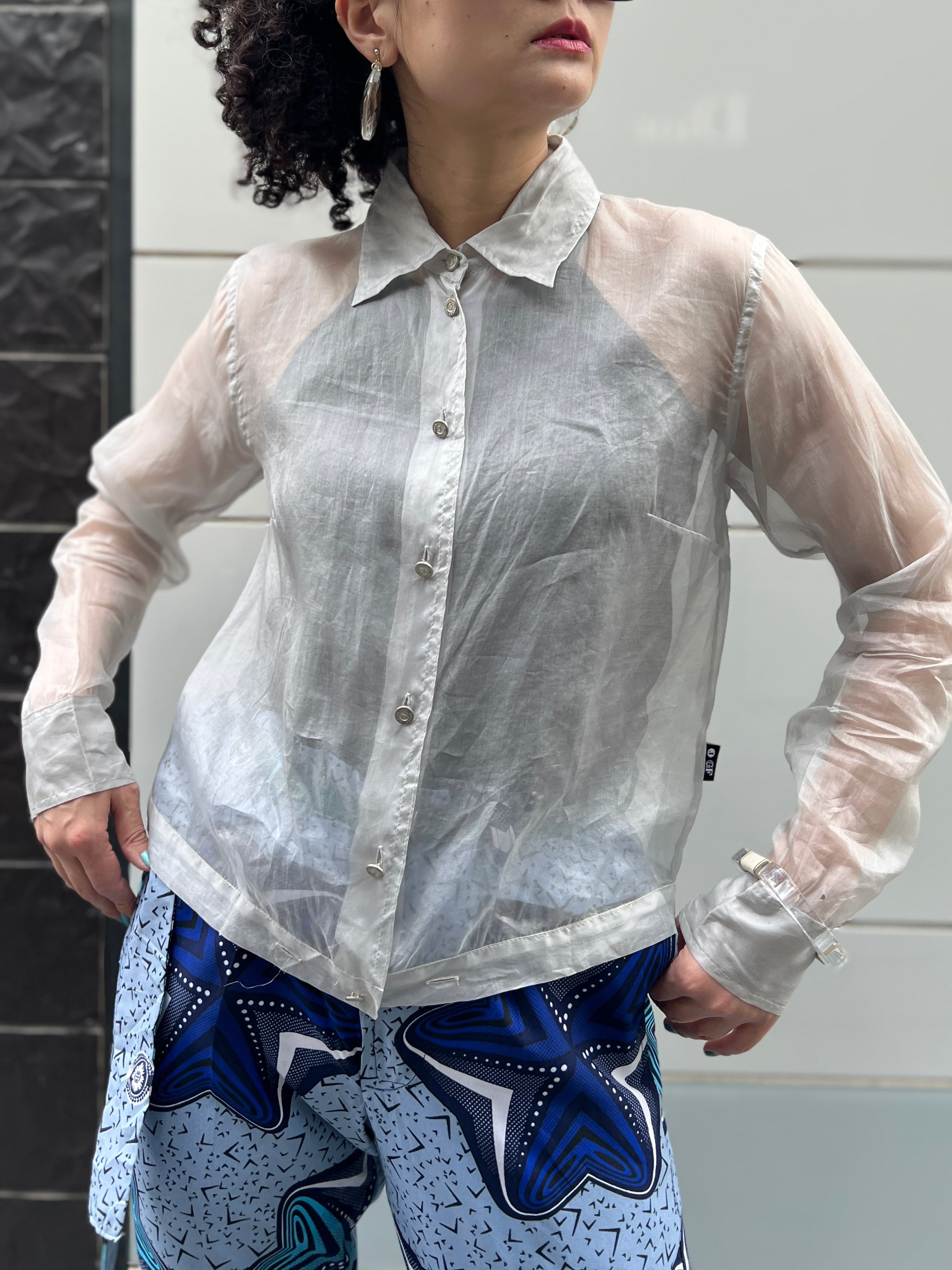 Vintage silver sheer shirt