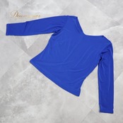 社交ダンス 衣装 トップス ブラウス ブルー系 チャコット Chacott 青 無地 レッスン 練習 伸縮 ストレッチ シンプル 長袖 鮮やか 上品 かわいい ダンス衣装