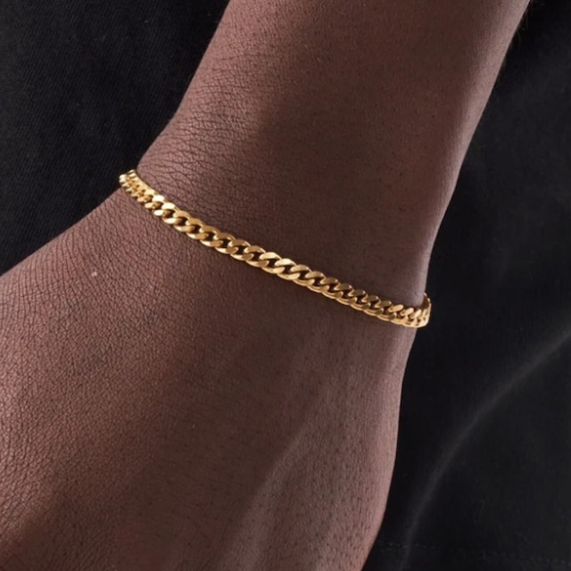 s925 Miami Chain Link Bracelet 【3mm 18cm / GOLD, SILVER】