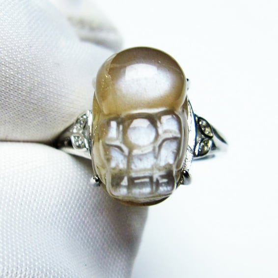 ムーンストーン 指輪 リング 貔貅（ひきゅう） 14号 一点物 メール便送料無料 [M便 1/20] 115-4395