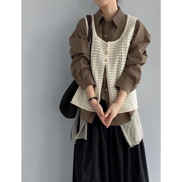 crochet flare knit vest