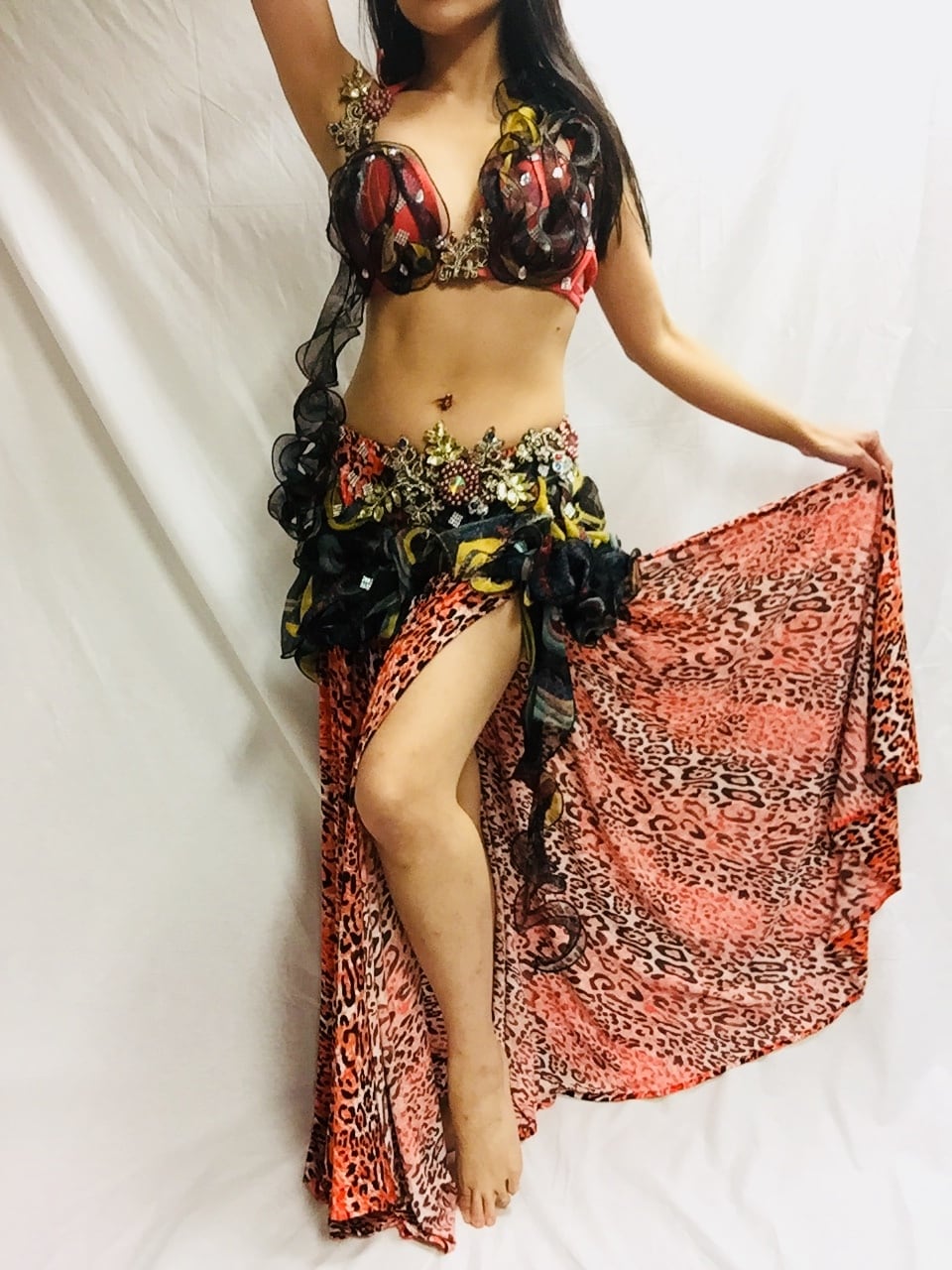 ベリーダンス衣装コスチュームオレンジエジプト