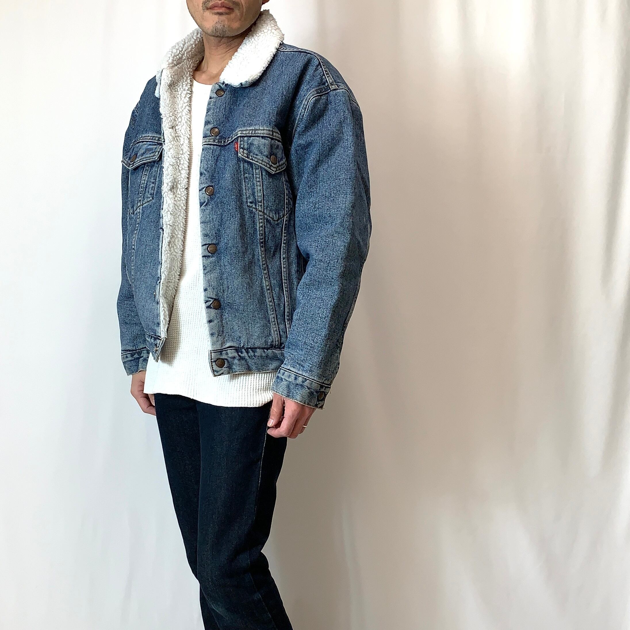 vintage old 80s 90s LEVI'S denim Boa jacket リーバイス デニムボアジャケット ボアGジャン ブルー メンズ  レディース SIZE M