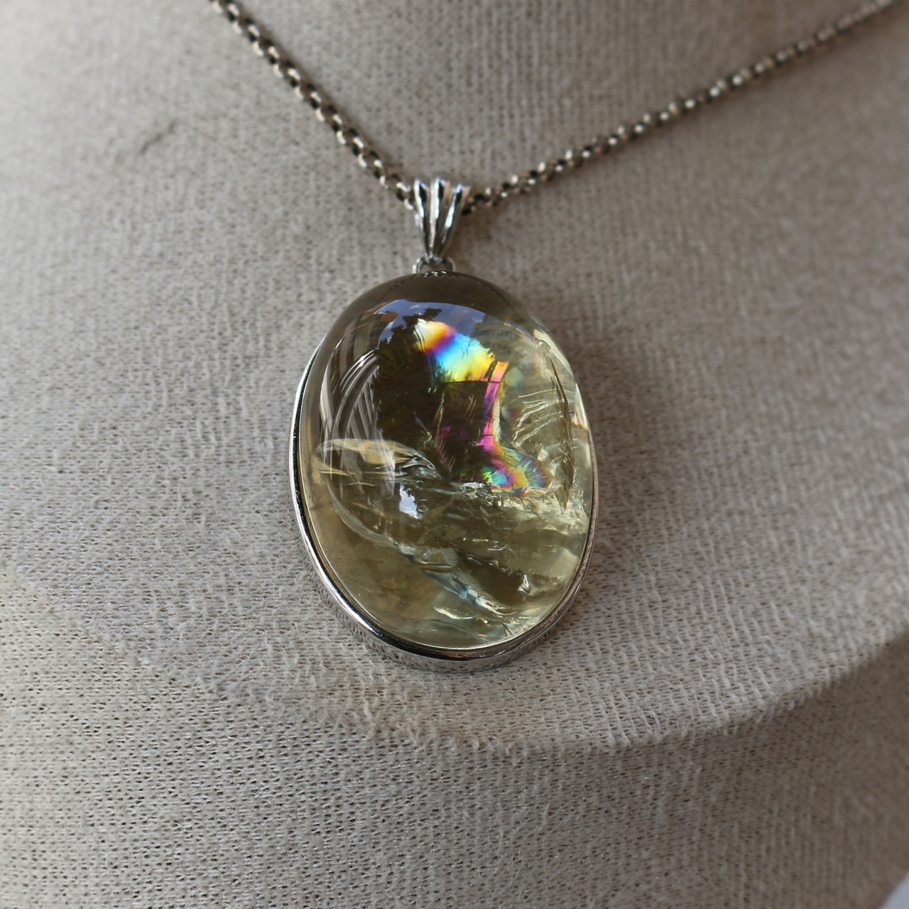 シトリンアイリスクォーツ オーバル シルバーペンダントトップ 21g 0544000329・画像4