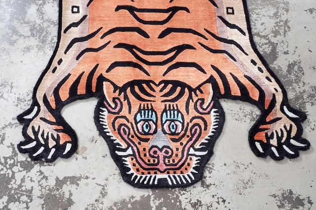 Tibetan Tiger Rug 《Mサイズ•シルク・オリジナル3・トラディショナルオレンジ143》チベタンタイガーラグ