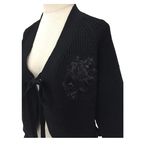 スーパービューティー カーディガン 畔編みニット ボレロ LL スーパー