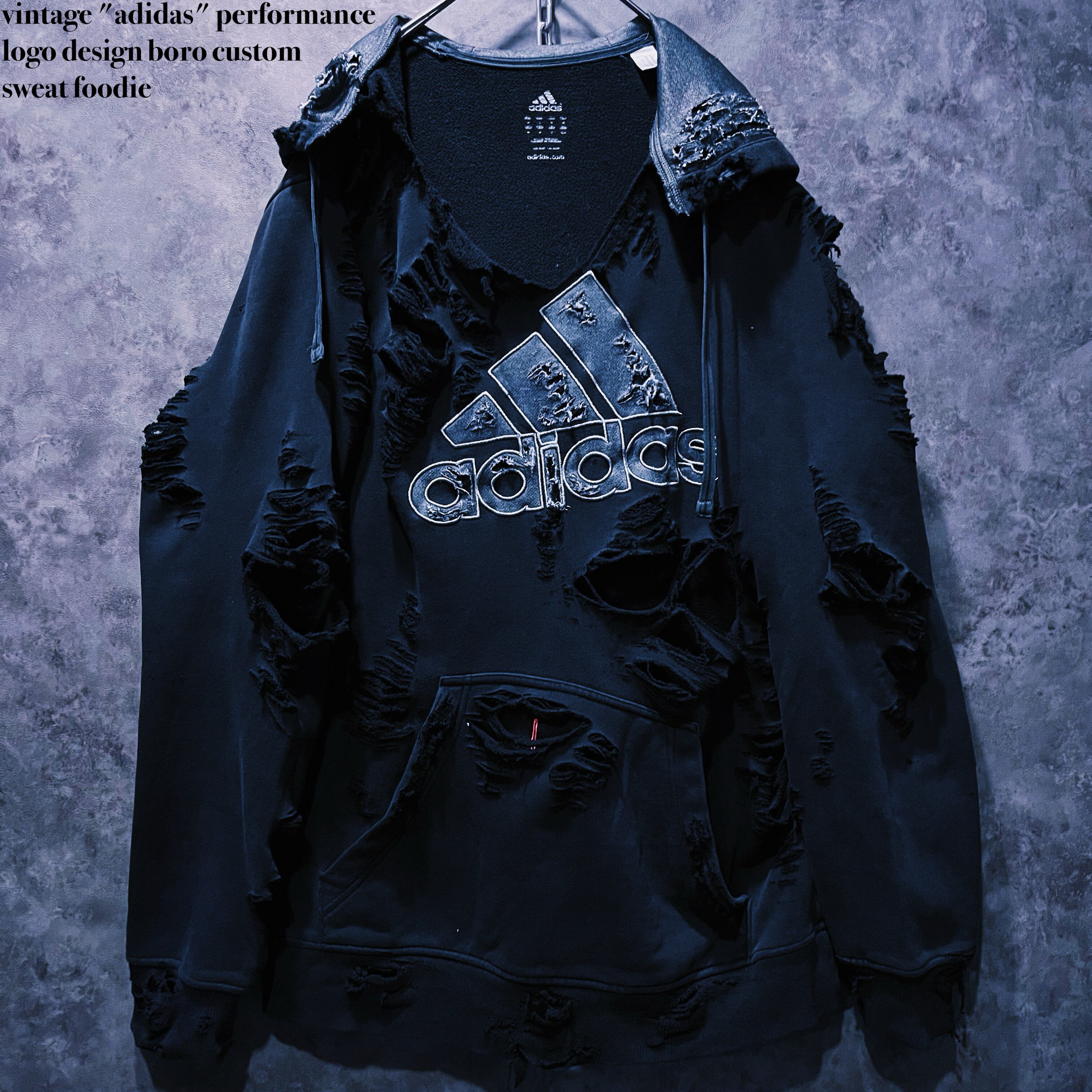 【doppio】vintage "adidas" performance logo design boro custom sweat foodie
